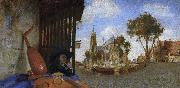 Carel fabritius A View of Delft, with a Musical Instrument Seller's Stall France oil painting artist